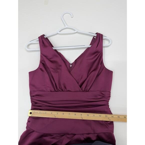 Davids Bridal Womens Dress Size 6 Purple Plum Sleeveless Satin V-Neck Wedding - Picture 10 of 12